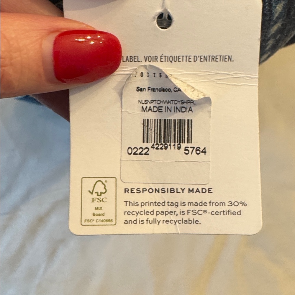 Pottery Barn Nelson Teddy Patchwork Pillow - Blue and Red - Picture 11 of 12